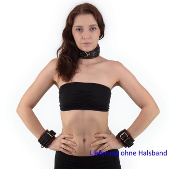 Bondage Handfesseln im Leder-Look Schwarz-Braun