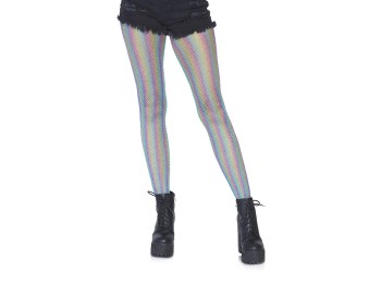 Leg Avenue Regenbogenfarbige Lurex Netzstrumpfhose