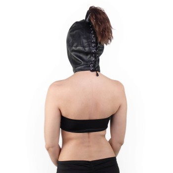 BDSM Maske im Leder-Look mit Pferdeschwanz