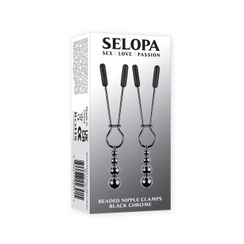 Selopa Nippelklemmen mit hängenden Perlen chrome