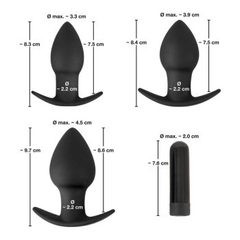 Black Velvets 3-er Analplug-Set + Vibrobullet zum Einsetzen