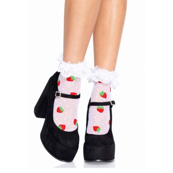 Leg Avenue Erdbeer Söckchen mit Rüschenbund