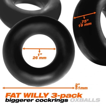 Oxballs Fat Willy Cockring - 3er Pack Black