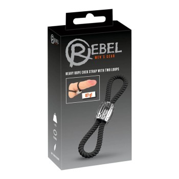 Rebel Heavy Rope Cock Strap with two Loops
