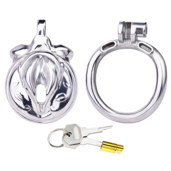 Vulva Cage Edelstahl - Sissy Peniskäfig im Vagina Design 50mm