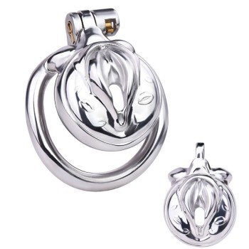 Vulva Cage Edelstahl - Sissy Peniskäfig im Vagina Design 50mm