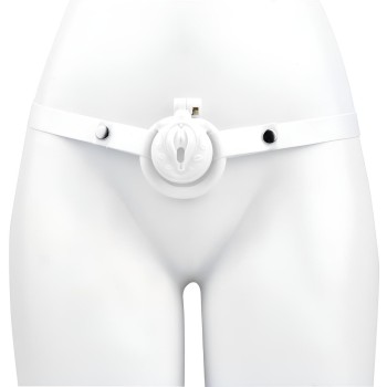 Sissy Cage Deluxe - Peniskäfig mit Hüftgurt Weiß