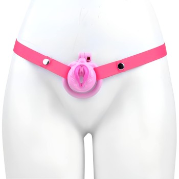 Sissy Cage Deluxe - Peniskäfig mit Hüftgurt Pink