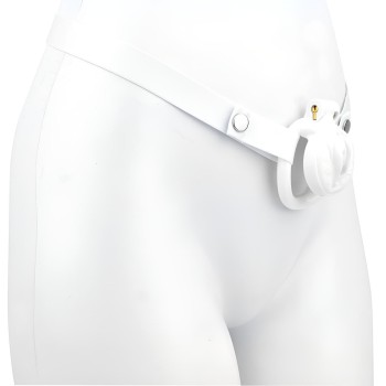 Sissy Cage Deluxe - Peniskäfig mit Hüftgurt Weiß