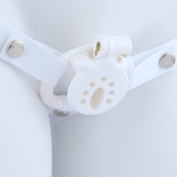 Toy Boy Peniskäfig mit Hüftgurt - Inverted Negative Chastity Cage Weiß