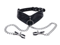 Sportsheets Velvet Noir Collar & Removable Clamps Sportsheets Velvet Noir Collar & Removable Clamps