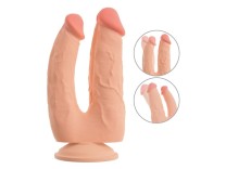 Nature Skin Bendable Double Penetrator With Movable Skin
