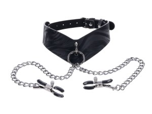 Sportsheets Velvet Noir Collar & Removable Clamps