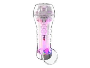 PDX Elite Stroker-Masturbator ViewTube XXL See-Thru EZ-Grip LED Stroker Clear