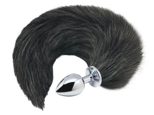 Alive Analplug Black & White Fox Tail