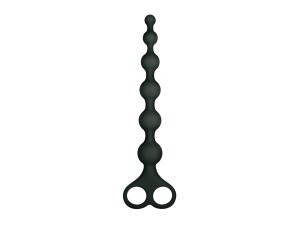 NMC Ribbed Silicone Anal Beads Black 20 cm