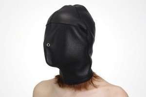 Echtleder Isolationsmaske Schwarz - BDSM Sensory Deprivation