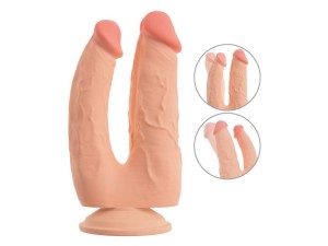 Nature Skin Bendable Double Penetrator With Movable Skin