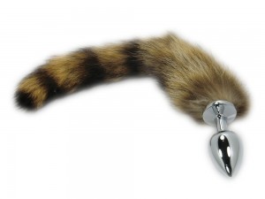 Petplay Buttplug mit Schwanz silber