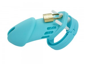 Male Chastity CB Silikon Peniskäfig lang blau