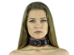 Bondage Halsband gepolstert und abschließbar braun schwarz
