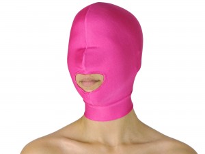 Dehnbare Kopfmaske mit Mundöffnung pink