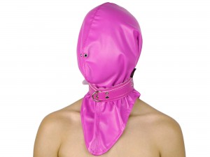 Kopf-Haube Maske mit Gummizug und Halsband pink