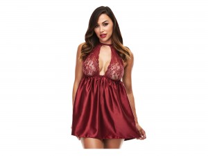 Roter Babydoll aus Satin und Spitze Gr. S/M und M/L Style No. 3178