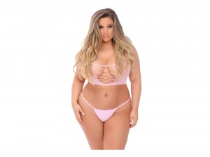 Pink Lipstick Open Love Hottie Dessous Set pink Gr. XL/XXL