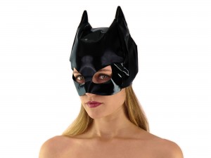 Catwoman Maske - schwarze Lack Katzenmaske