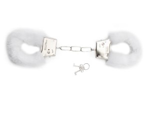 Shots Furry Handcuffs - Handschellen Plüschbezug weiß
