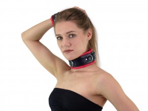 Bondage Halsband gepolstert rot-schwarz