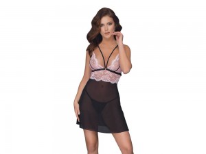 Cottelli Lingerie Babydoll aus Powernet und zarte Spitze