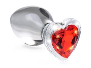 Booty Sparks Glas-Analplug mit Herz Schmuckstein medium