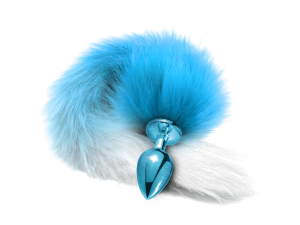 Nixie Metall Buttplug mit Ombre-Schwanz blau