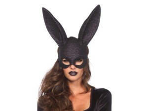 Glitzernde Bondage Bunny Maske schwarz