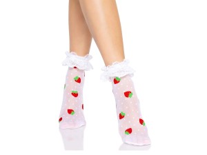Leg Avenue Erdbeer Söckchen mit Rüschenbund