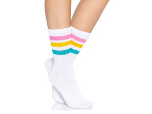 Leg Avenue weiße Socken mit Ringeln in Regenbogenfarben
