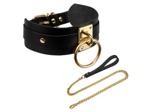 Kinky Diva O-Ring Halsband mit Leine schwarz