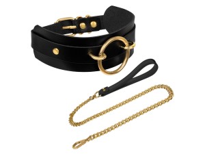 Kinky Diva O-Ring Front Halsband mit Leine schwarz