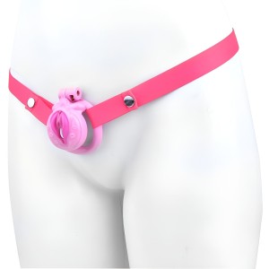 Sissy Cage Deluxe - Peniskäfig mit Hüftgurt Pink