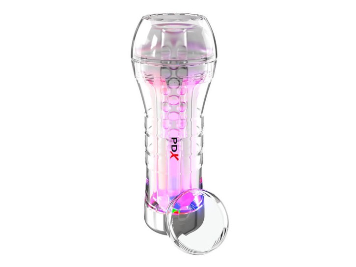 PDX Elite Stroker-Masturbator ViewTube XXL See-Thru EZ-Grip LED Stroker Clear