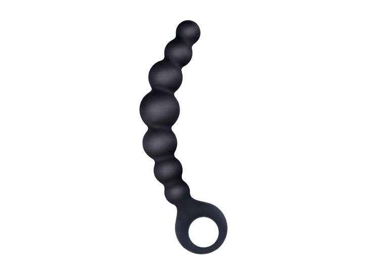 NMC Ribbed Silicone Anal Beads Black 17 cm