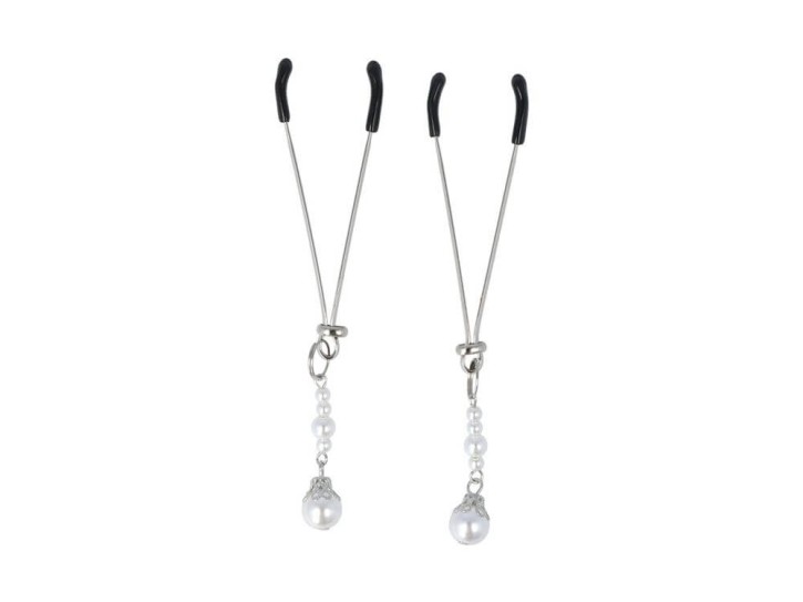 Virgite Pinzetten-Nippelklemmen mit weißen Perlen