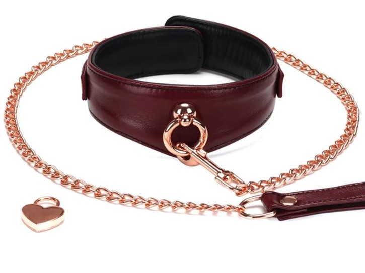 Liebe Seele - Wine Red Curved Leder-Halsband
