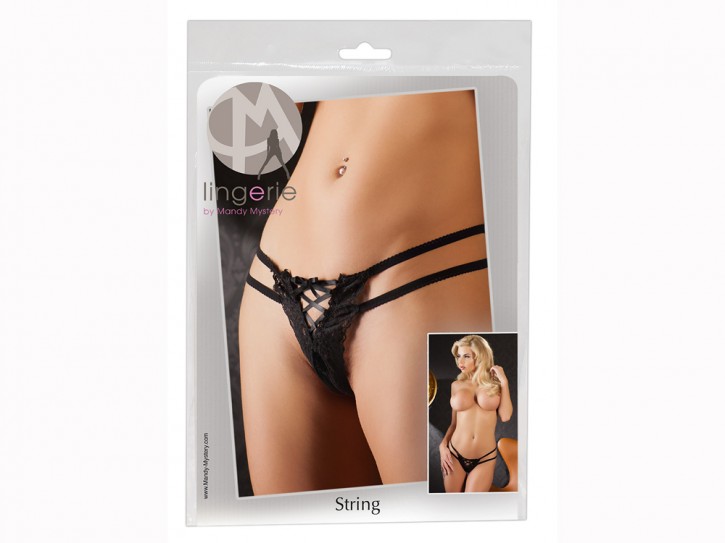 Schwarzer Spitzenstring Gr. L/XL