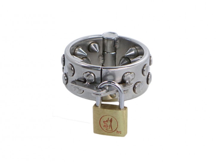 Edelstahl Ballstretcher mit 2 Reihen Spikes und Schloss