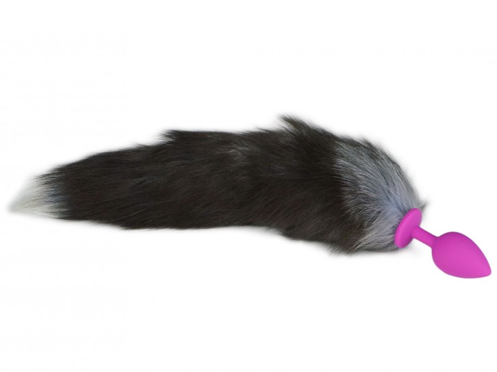 Fox Tail Buttplug Silikon Pink Anthrazit Gr. M