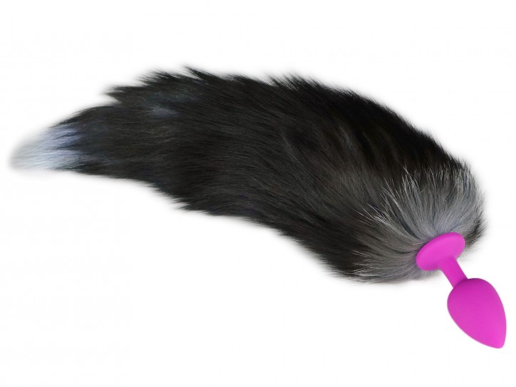Fox Tail Buttplug Silikon Pink Anthrazit Gr. S