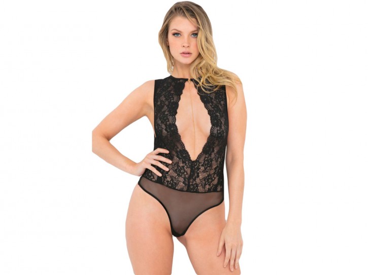 René Rofé Stringbody aus Blütenspitze mit Schmuckkette